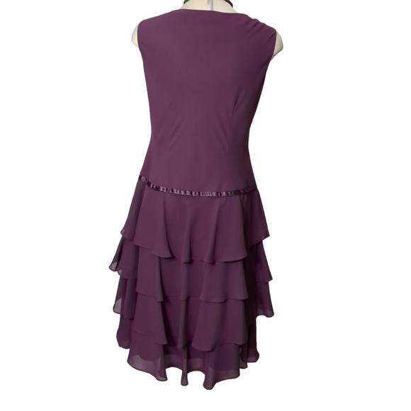 Tradition petite 14p 100% polyester midi layered dress purple - Picture 2 of 13